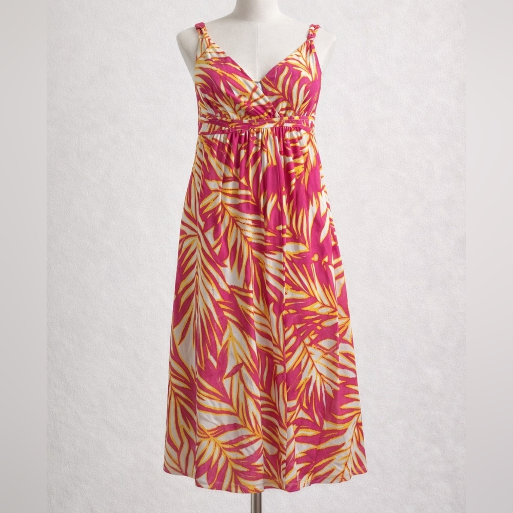 COVINGTON TROPICAL LEAF MIDI DRESS